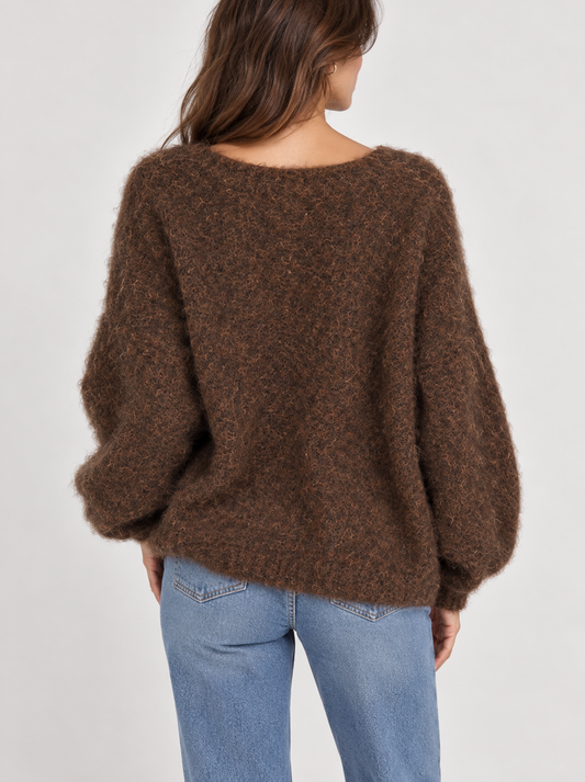 Fluffy V Neck Knit Jumper