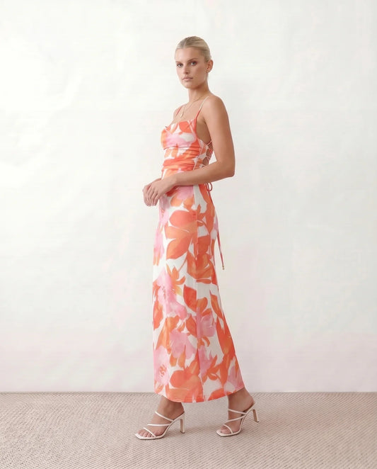 Floral Cowl Neck Maxi Dress