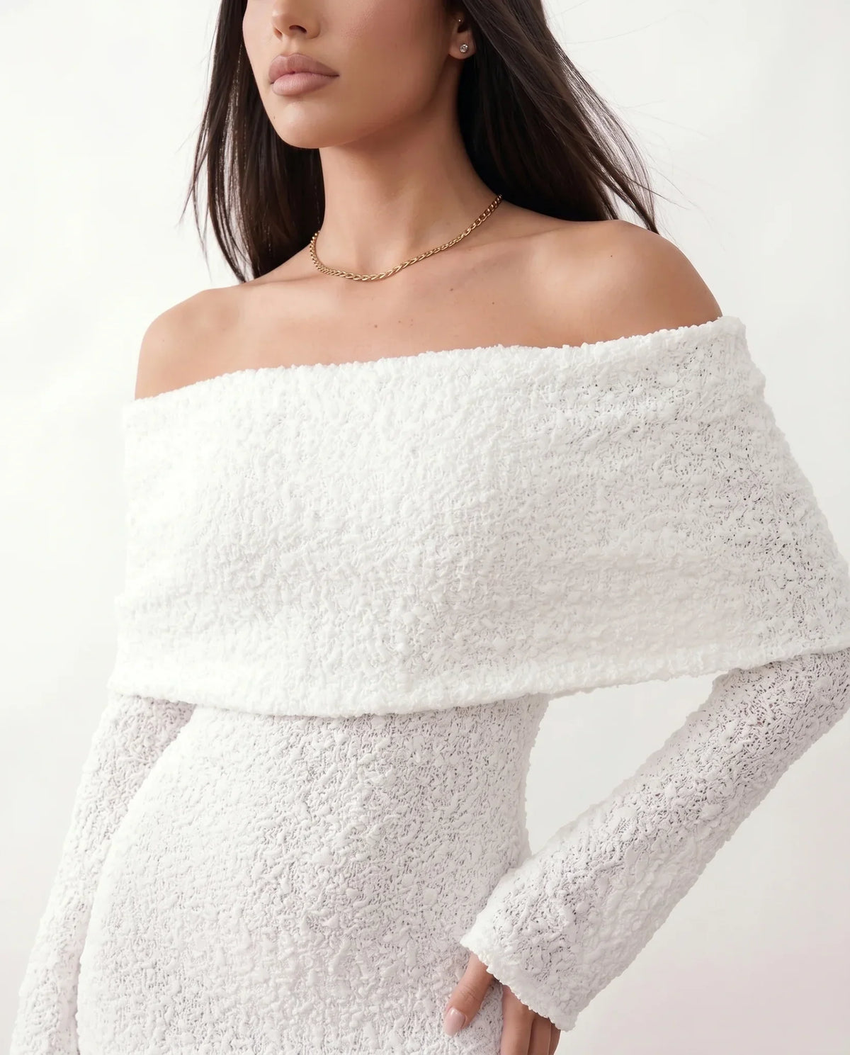 Off Shoulder Knit Maxi Dress