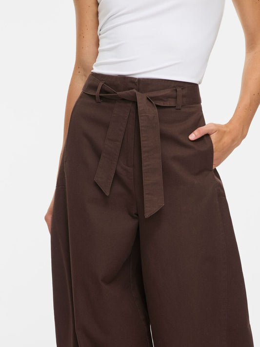 Belted Barrel Leg Trousers