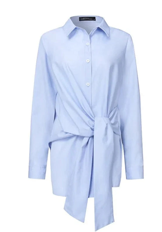 Tie Waist Collared Blouse