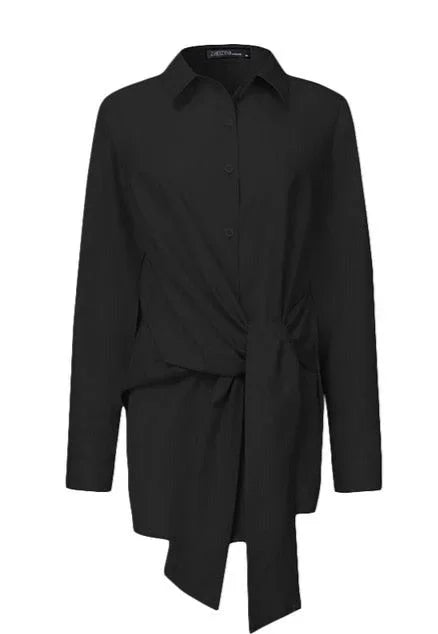 Tie Waist Collared Blouse