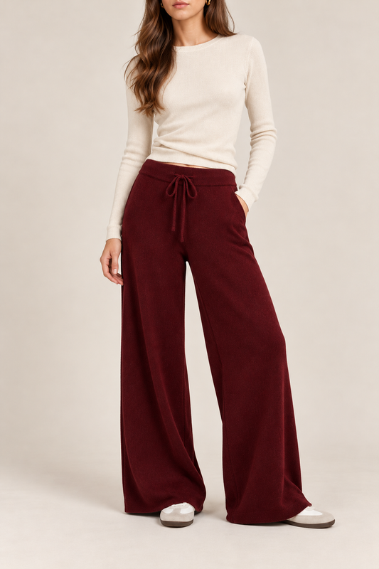 Wide Leg Fine Knit Trousers