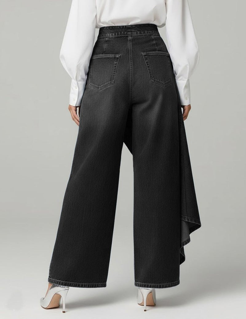 Wrap Front Wide Leg Jeans