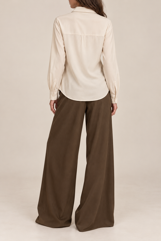 Tie Waist Blouse and Pleated Pants Set