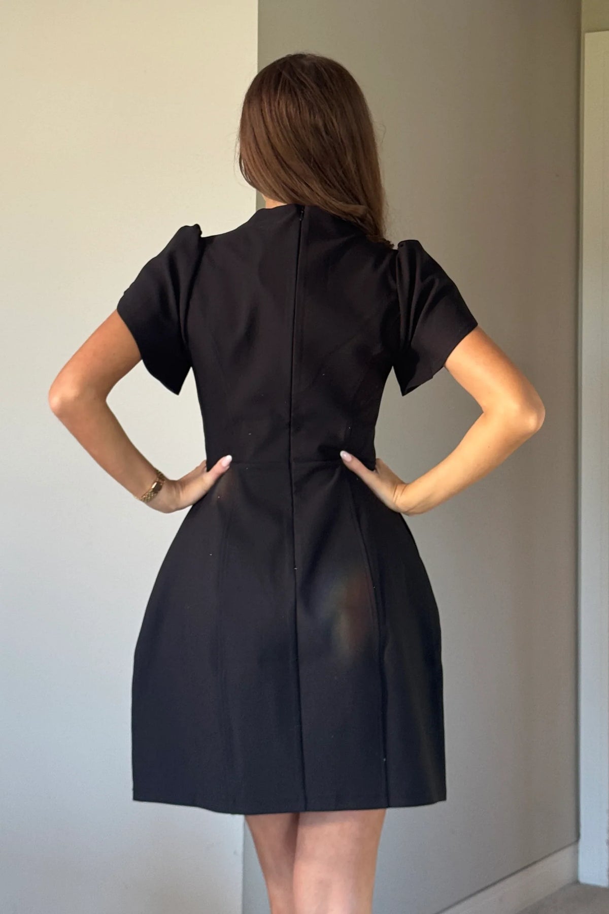 Tulip Sleeve High Neck Mini Dress
