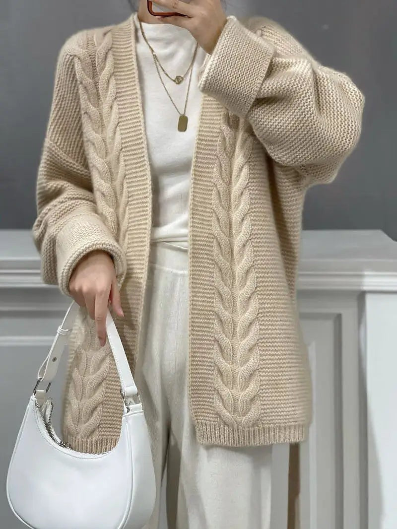 Belted Cable Knit Cardigan