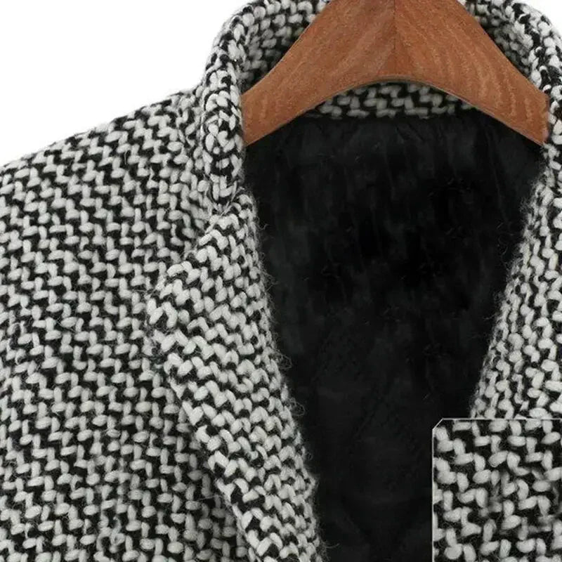 Houndstooth Longline Wool Coat