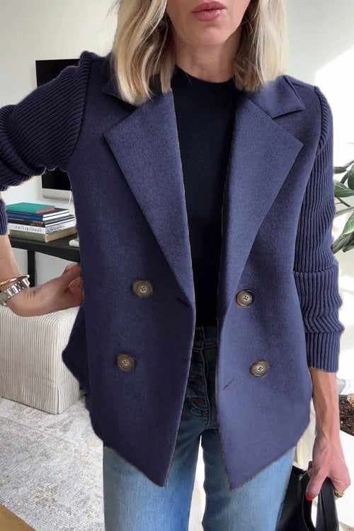 Double-Breasted Knit Blazer