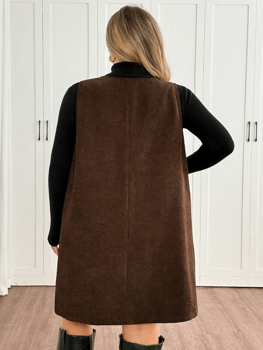 Plus Size Corduroy Pinafore Dress