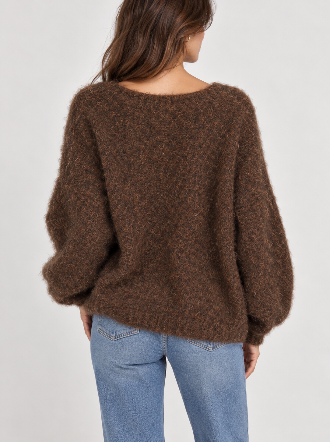 Fluffy V Neck Knit Jumper
