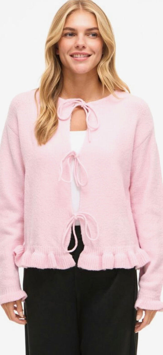 Tie Neck Knit Cardigan