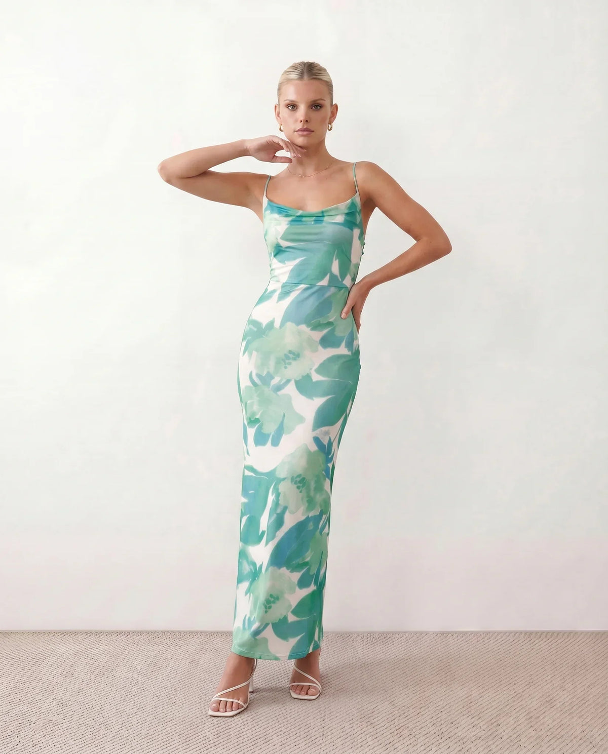 Floral Cowl Neck Maxi Dress