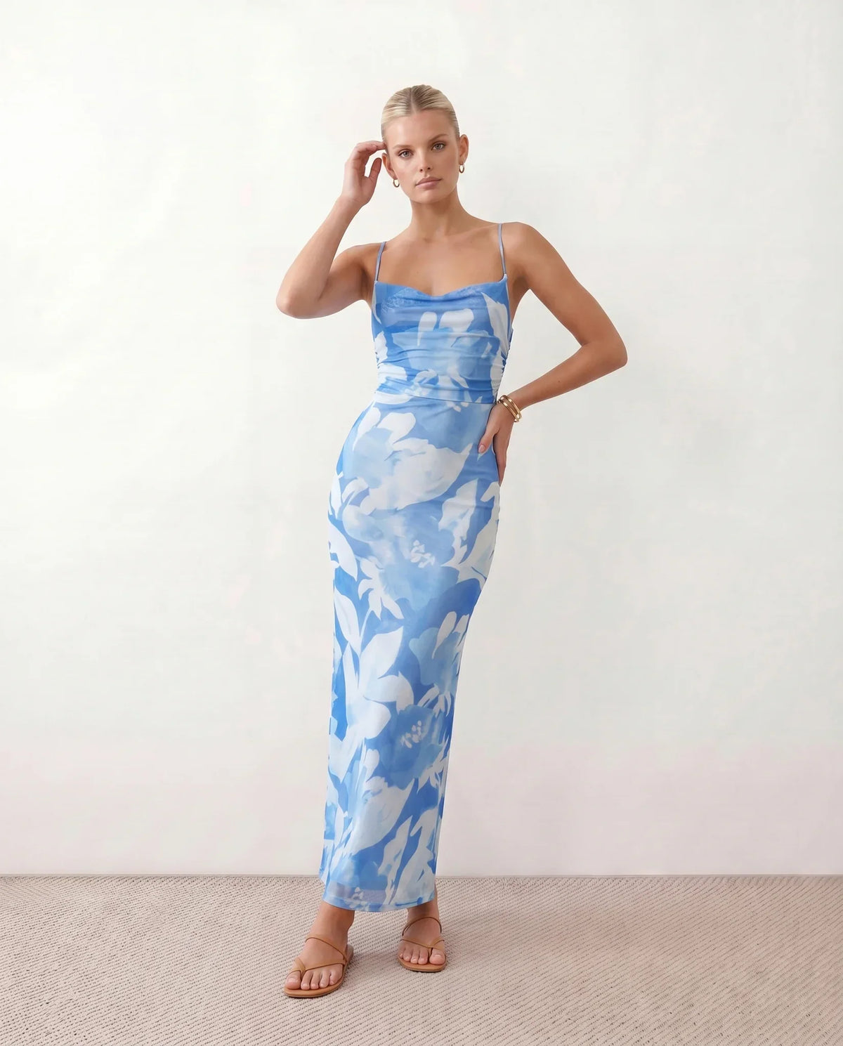 Floral Cowl Neck Maxi Dress
