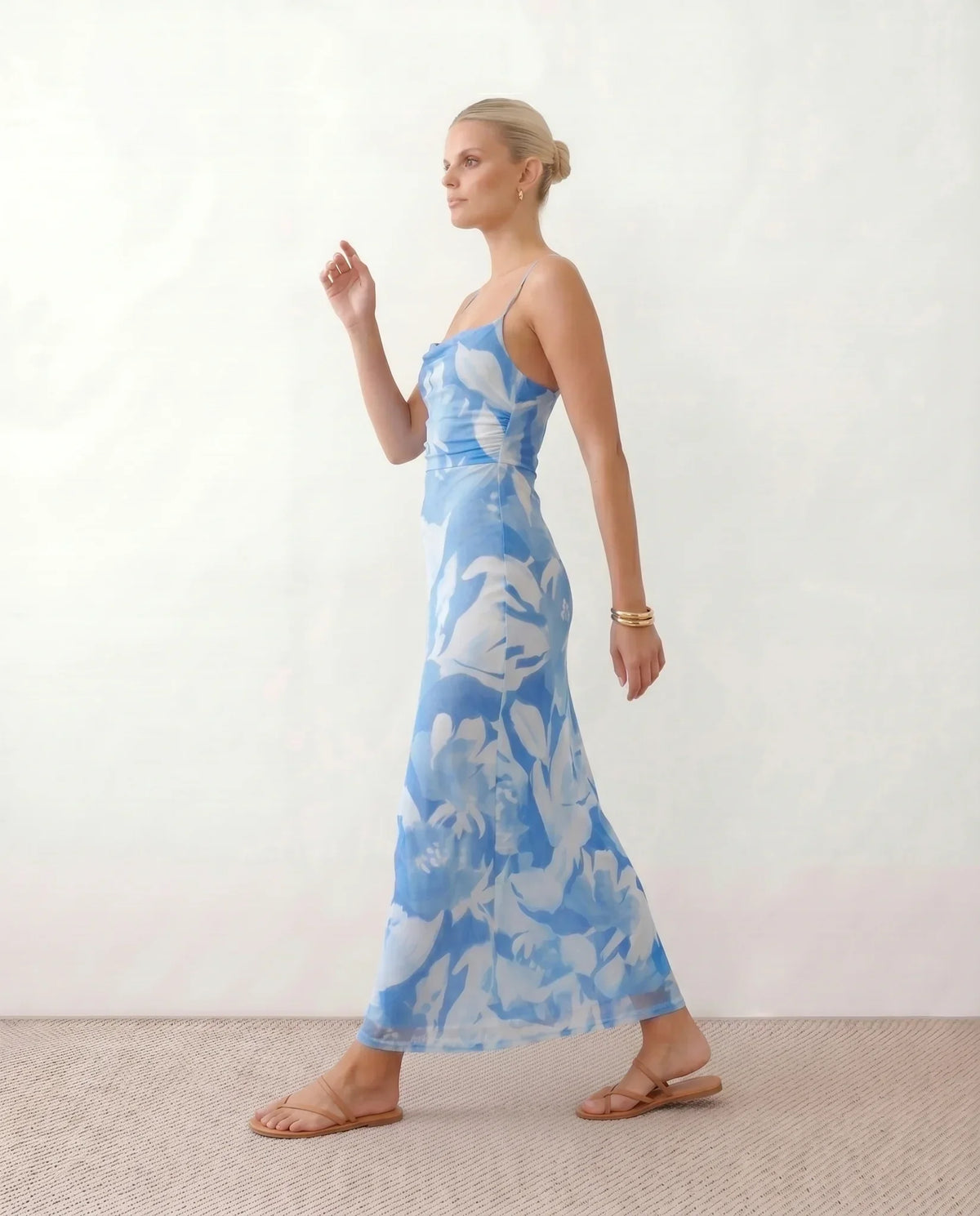 Floral Cowl Neck Maxi Dress