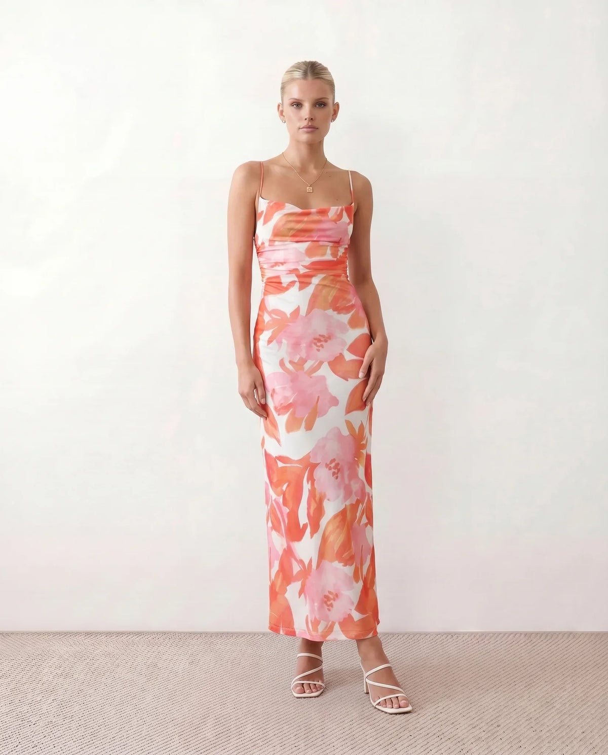 Floral Cowl Neck Maxi Dress