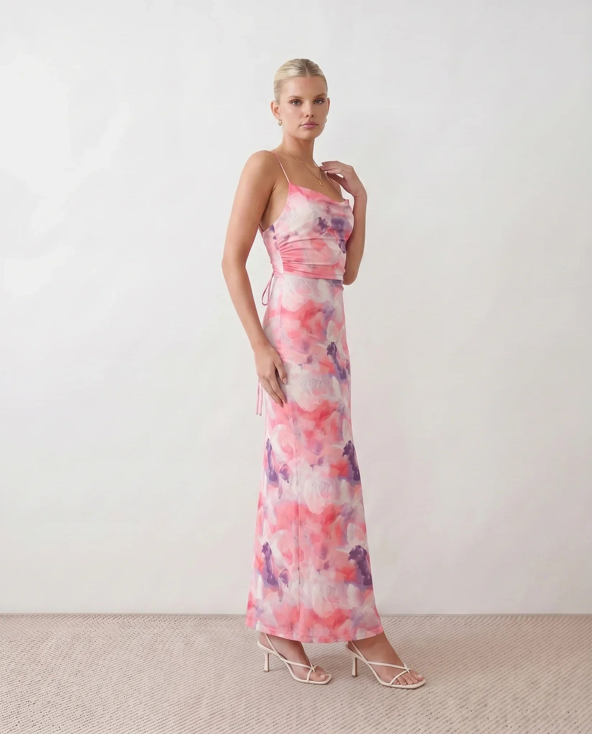 Floral Cowl Neck Maxi Dress