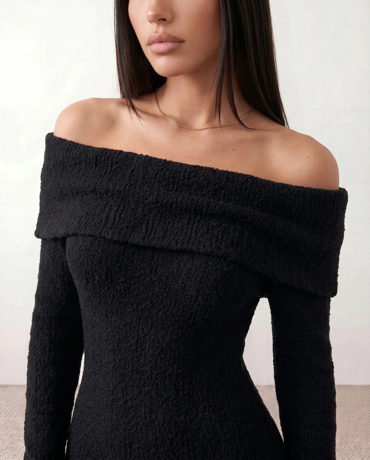 Off Shoulder Knit Maxi Dress