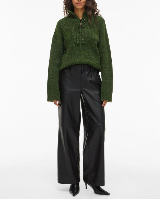 Coated Wide Leg Trousers