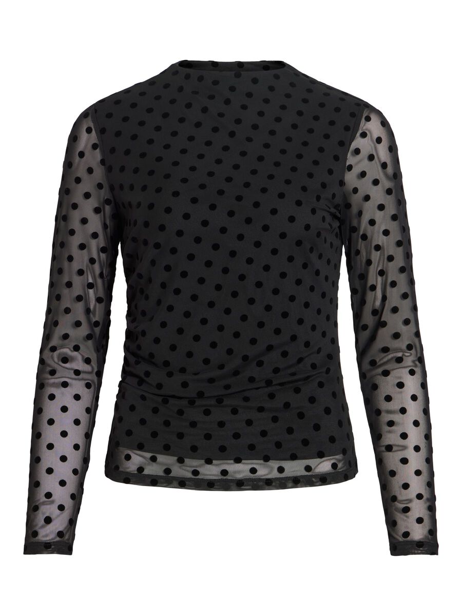 Flocked Polka Dot Mesh Top
