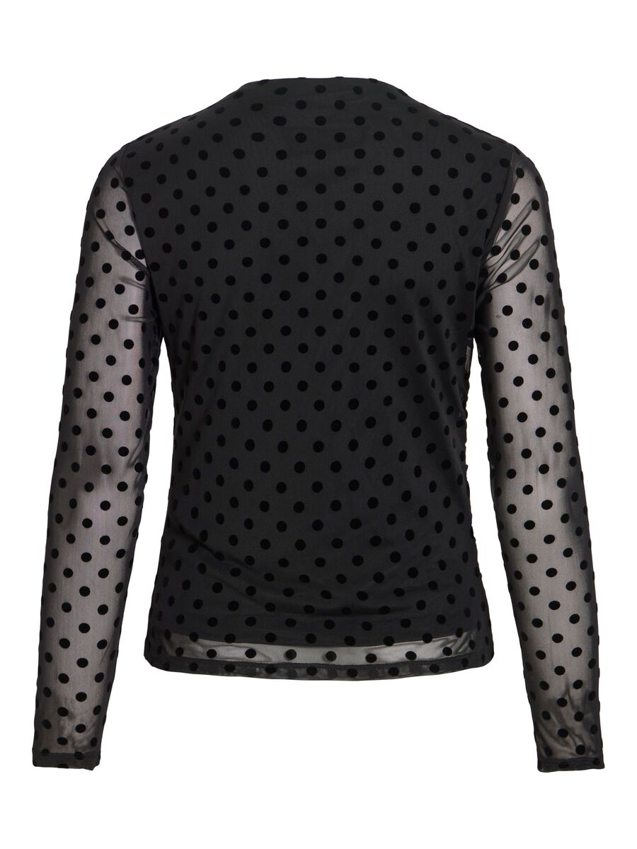 Flocked Polka Dot Mesh Top