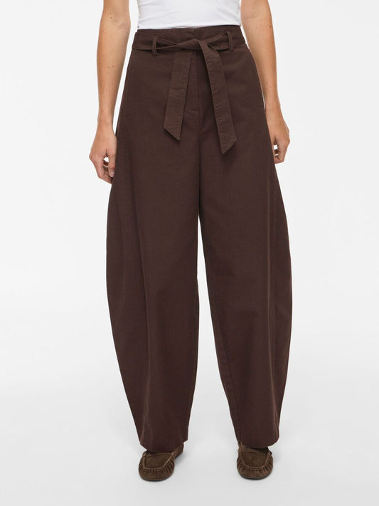 Belted Barrel Leg Trousers