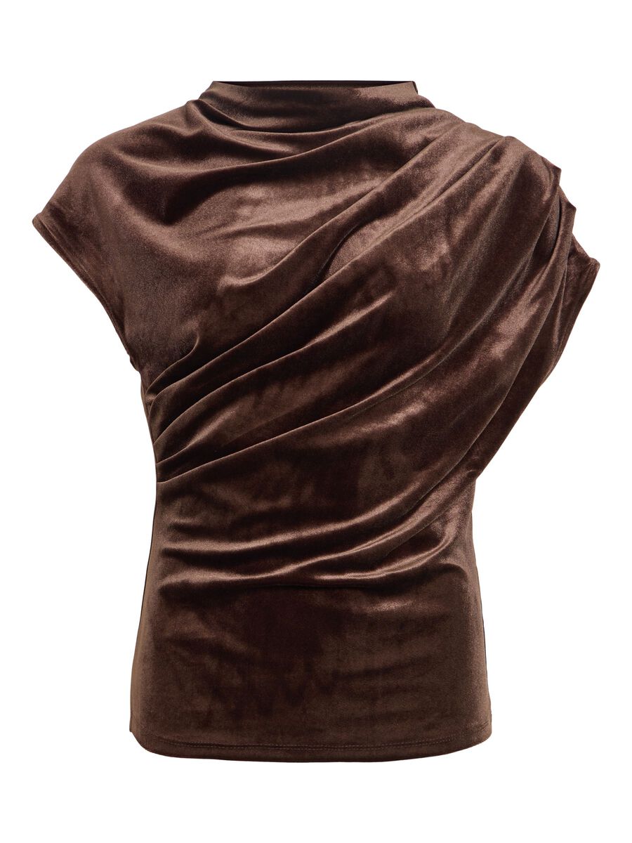 Draped High Neck Velvet Top