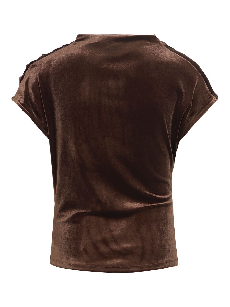 Draped High Neck Velvet Top