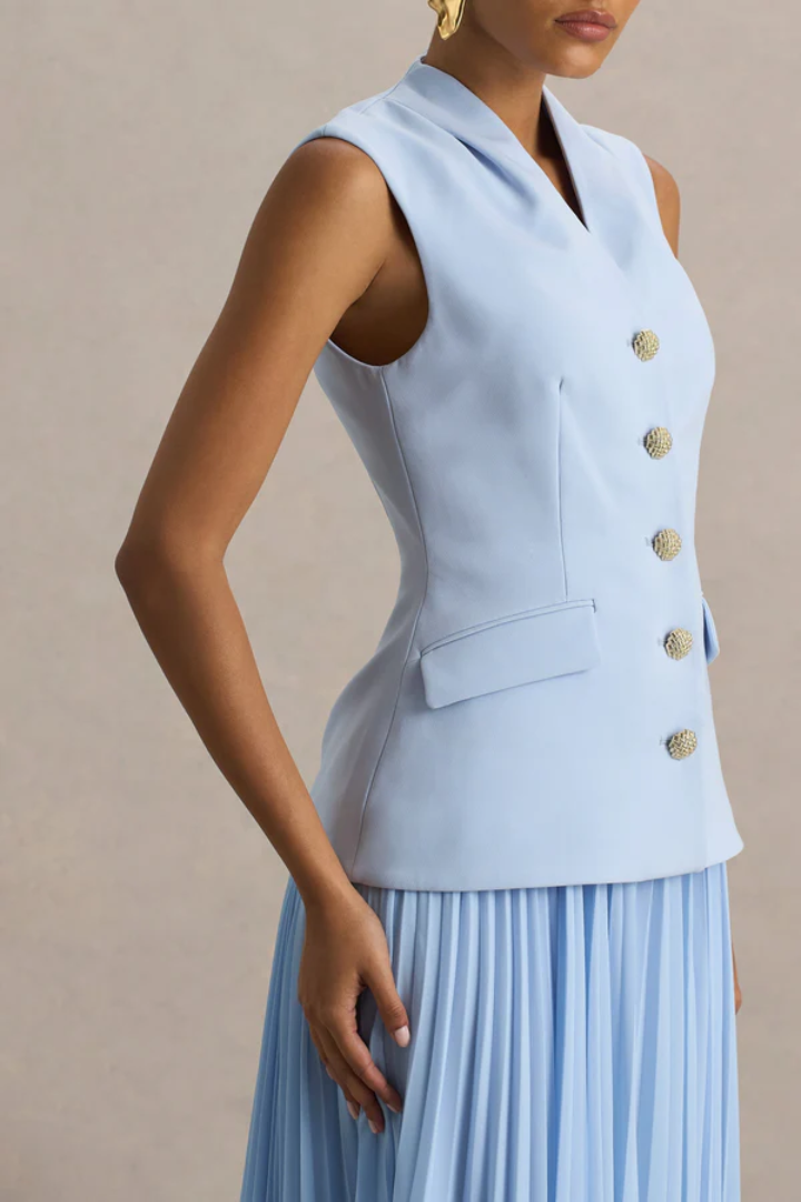 High Neck Pleated Maxi Dress