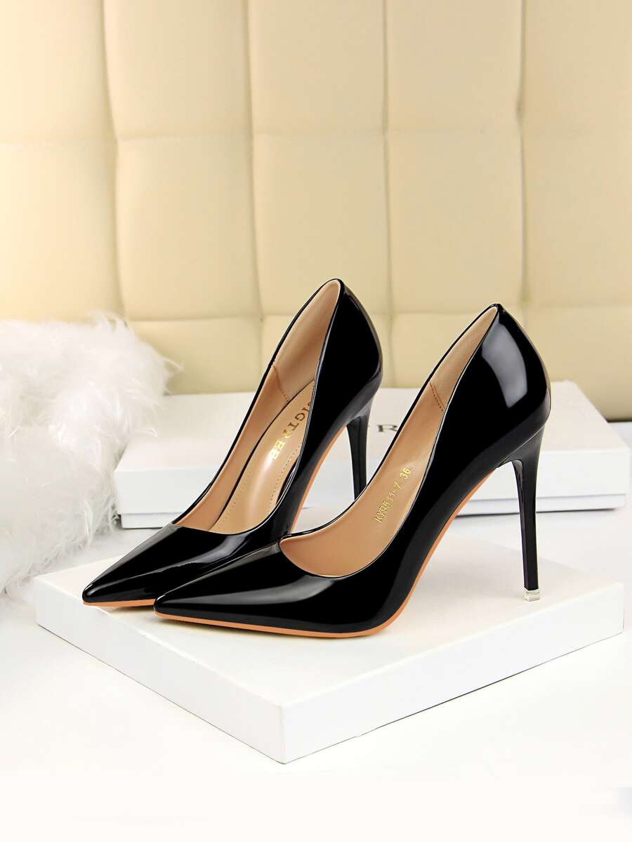Pointed Toe Patent Stiletto Court Heels