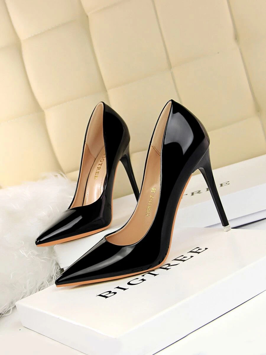 Pointed Toe Patent Stiletto Court Heels
