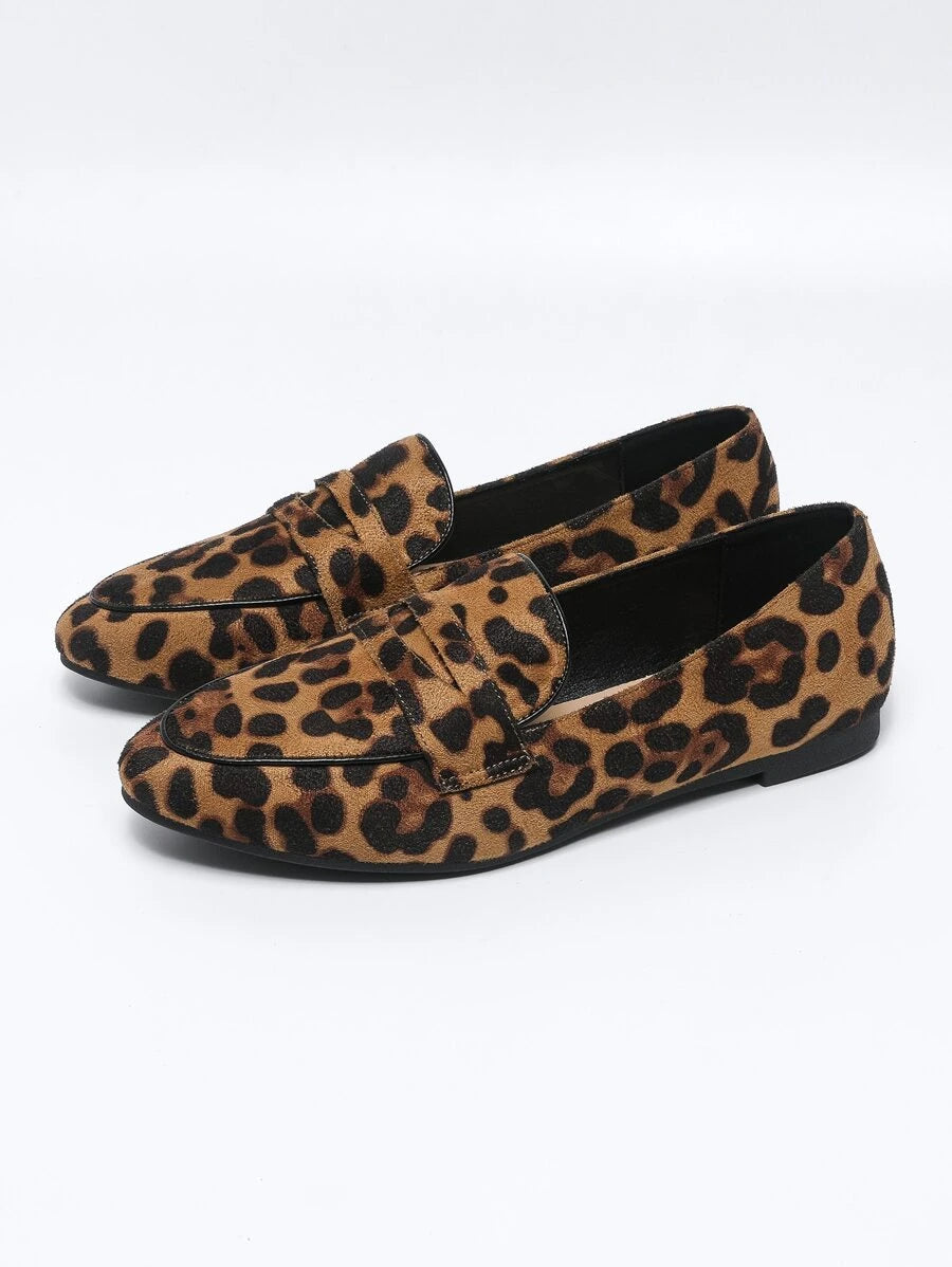 Leopard Print Slip On Loafers