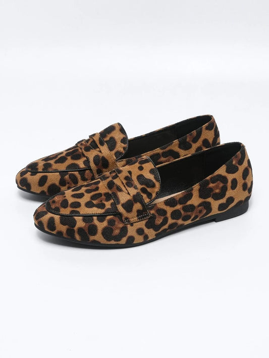 Leopard Print Slip On Loafers