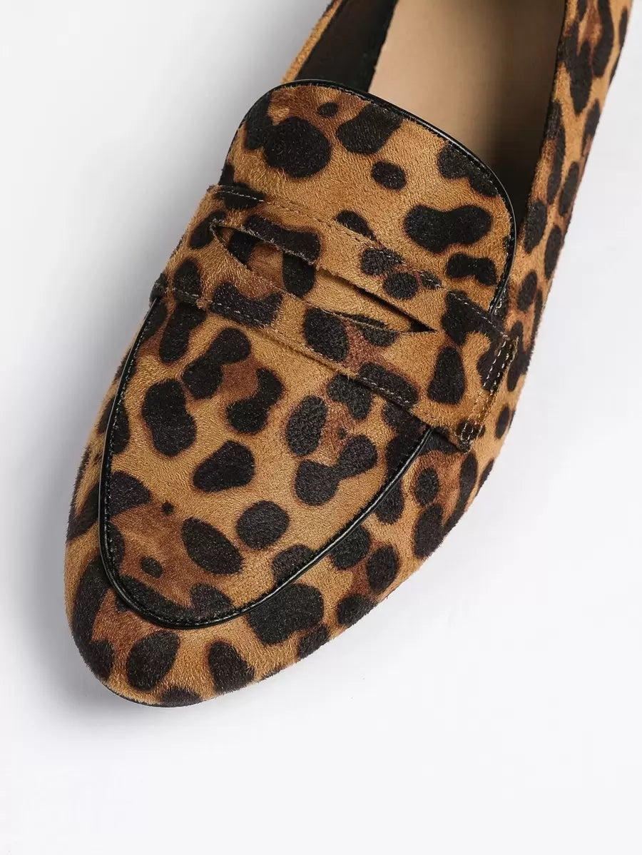 Leopard Print Slip On Loafers