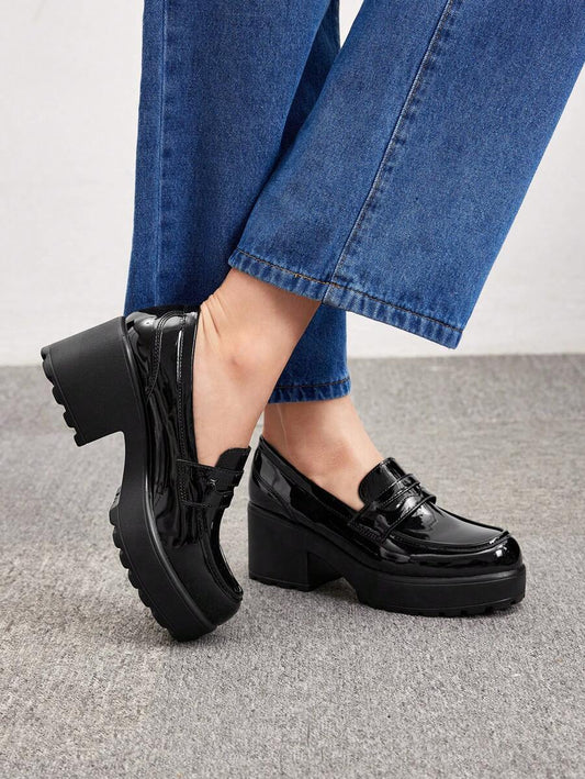 Stitch Detail Platform Loafers