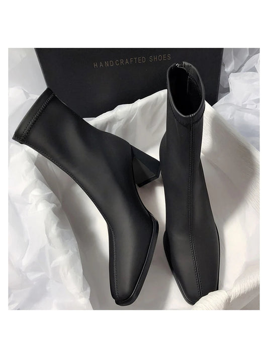 Pointed Toe Back Zip Ankle Boots