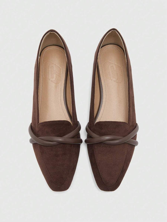 Croc Effect Criss Cross Strap Flats