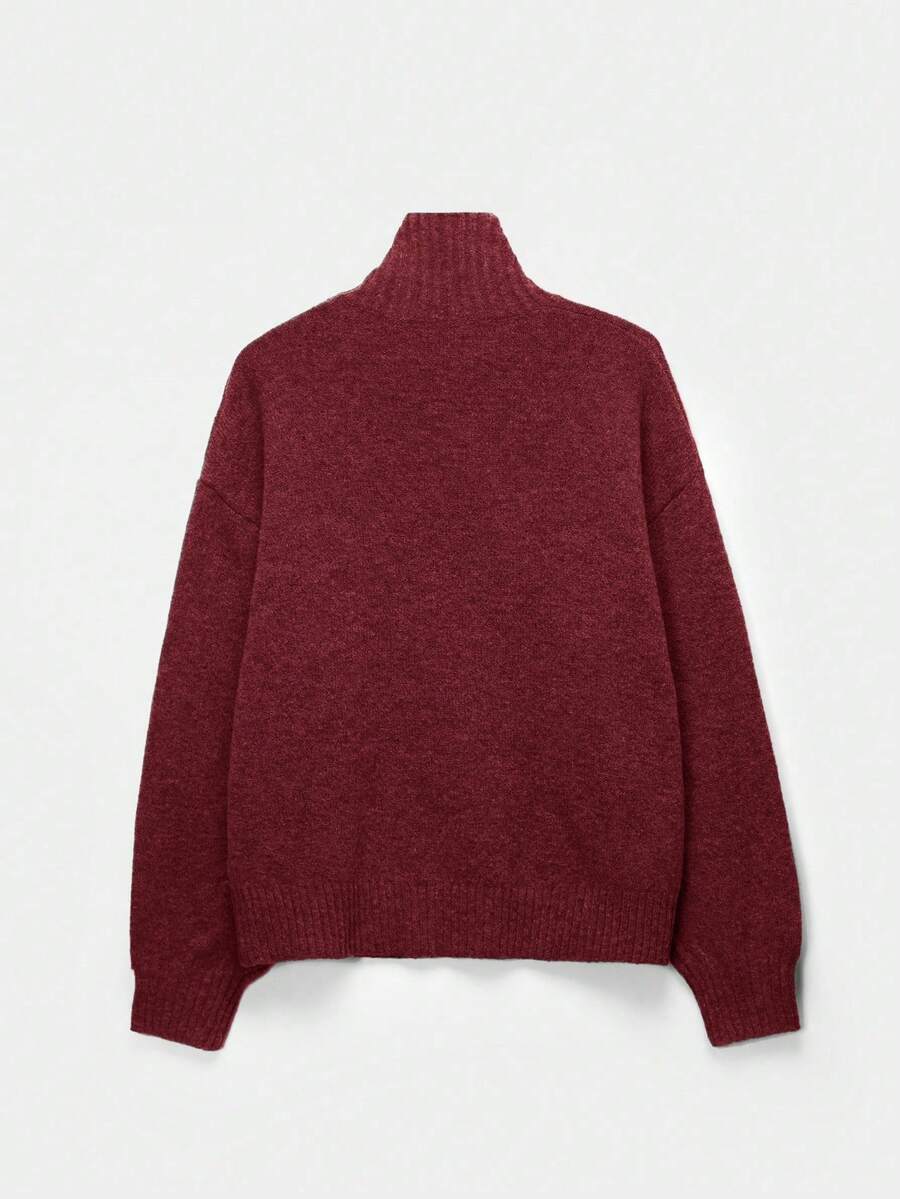 Striped High Neck Loose Knit Sweater