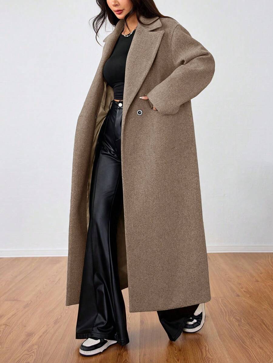 Double Breasted Lapel Long Overcoat