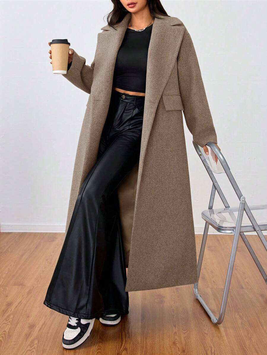 Double Breasted Lapel Long Overcoat