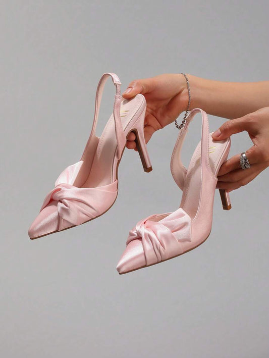 Lace Embroidered Bow Stiletto Heels