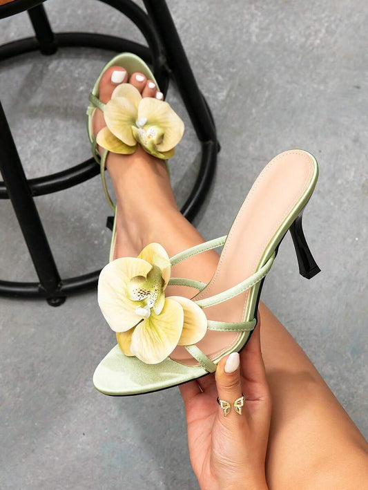Orchid Flower Stiletto Sandals
