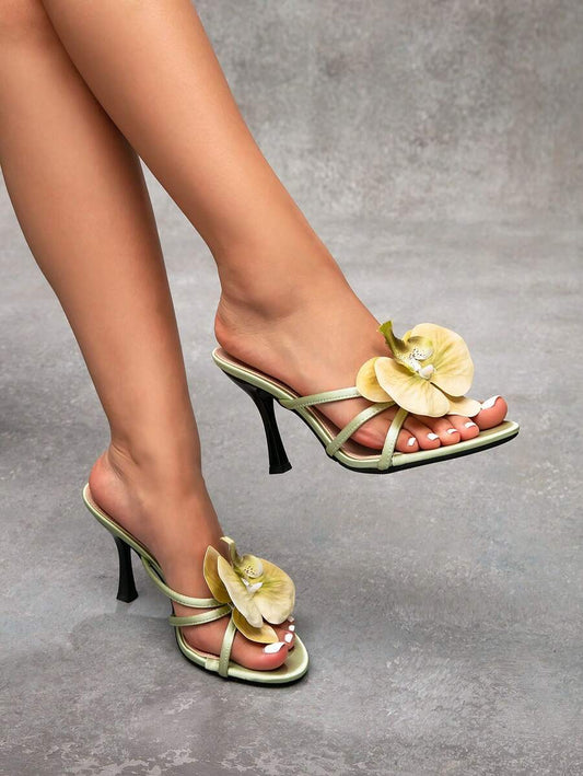 Orchid Flower Stiletto Sandals