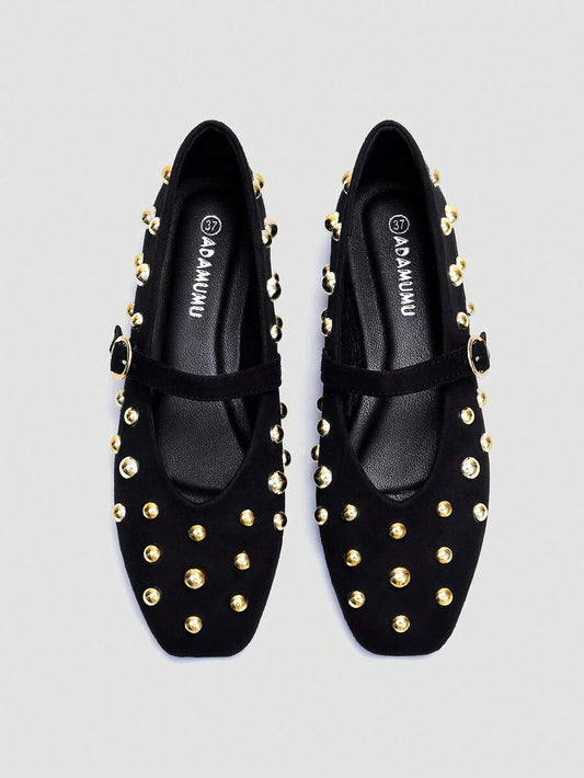 Studded Mary Jane Ballet Flats