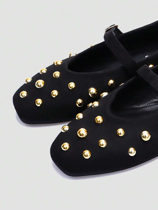 Studded Mary Jane Ballet Flats
