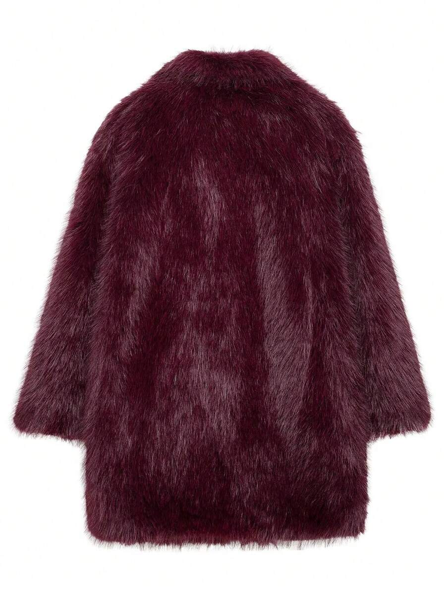 Oversized Faux Fur Lapel Coat