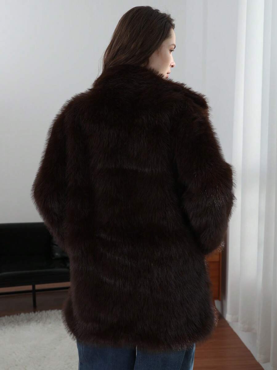 Oversized Faux Fur Lapel Coat