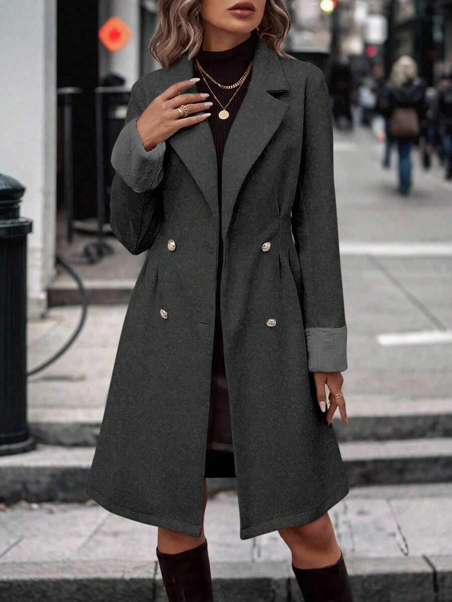 Lapel Double Breasted Overcoat
