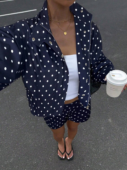 Corduroy Cropped Zip Jacket and Shorts Set