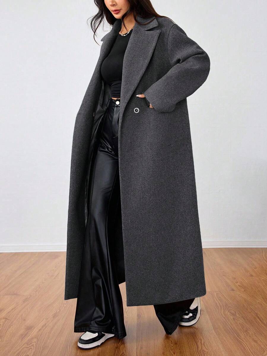 Double Breasted Lapel Long Overcoat